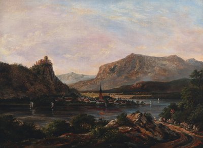 Riverscape with Castle at the Summit by Anton Eduard Kieldrup